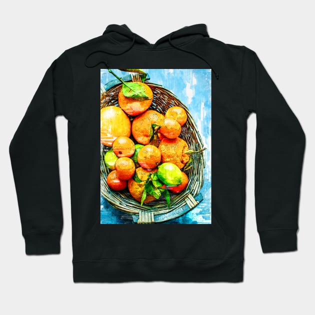 Basket of Oranges & Mandarin -  For Fruit Lovers. Hoodie by ColortrixArt